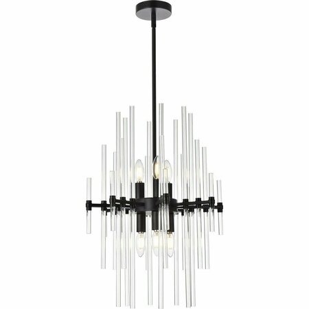 LIGHTING BUSINESS 17 in. Sienna 6 Light Crystal Rod Pendant Ceiling Light Black LI2956460